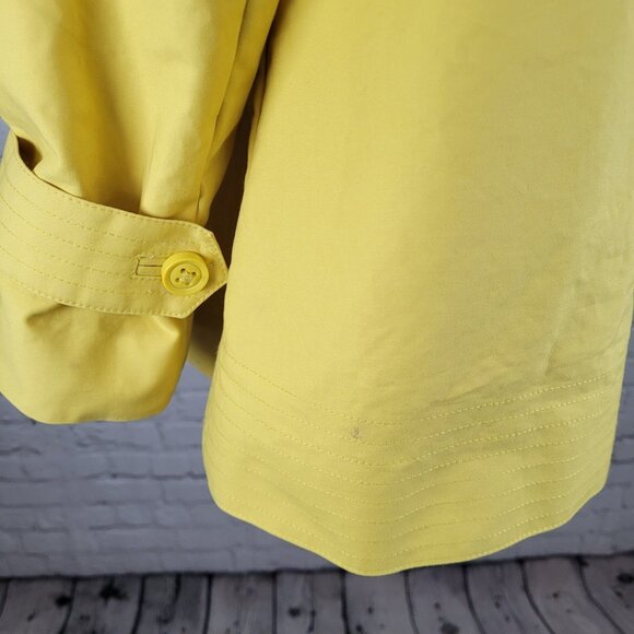 Talbots Yellow 100% Cotton Buttoned Pleated Back Pockets Lined Jacket Size 14 - Picture 7 of 16